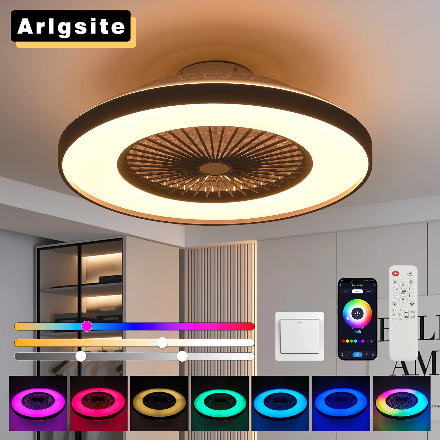 Black Ceiling Fan/LED Light