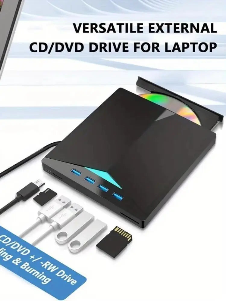 8-In-1 USB Portable CDDVD Reader & Writer for Laptops
