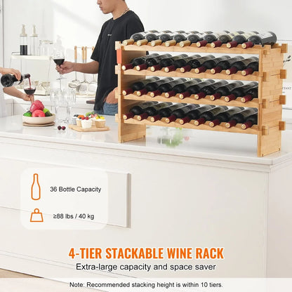 36 Bottle Wine Rack, Bamboo