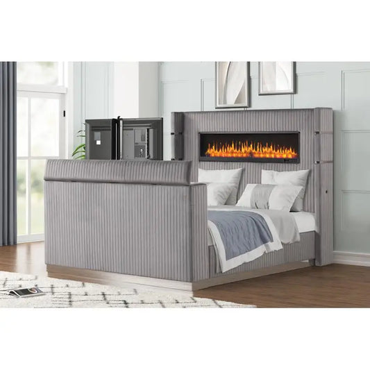 Queen Bed / Fireplace & TV