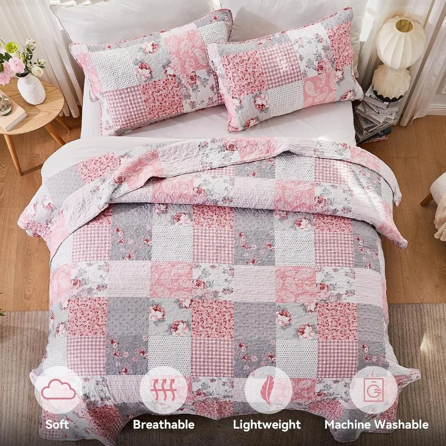 Pink Queen Size Quilt Set