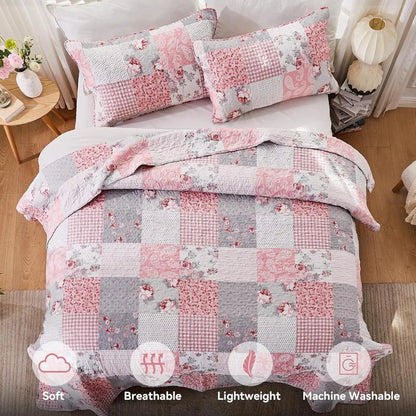 Pink Queen Size Quilt Set