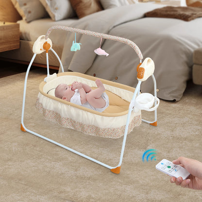 Electric Foldable Baby Cradle with Gentle Rocking Motion