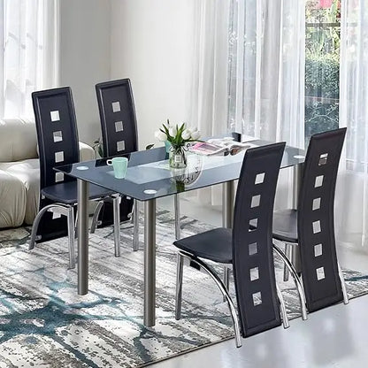4-Seat Tempered Glass Dining Set