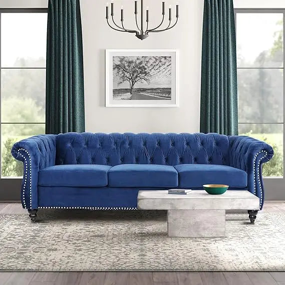 Luxury Velvet Chesterfield Sofa for Living Room