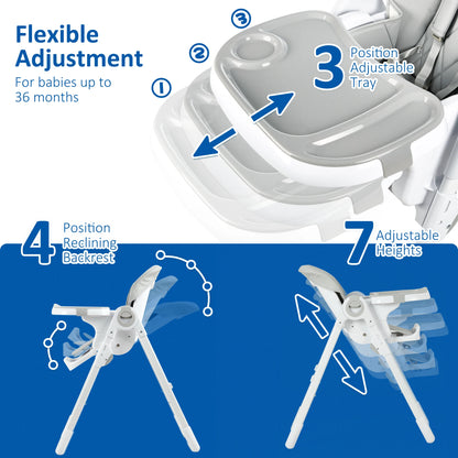 Adjustable Baby High Chair with Tray for Feeding Time