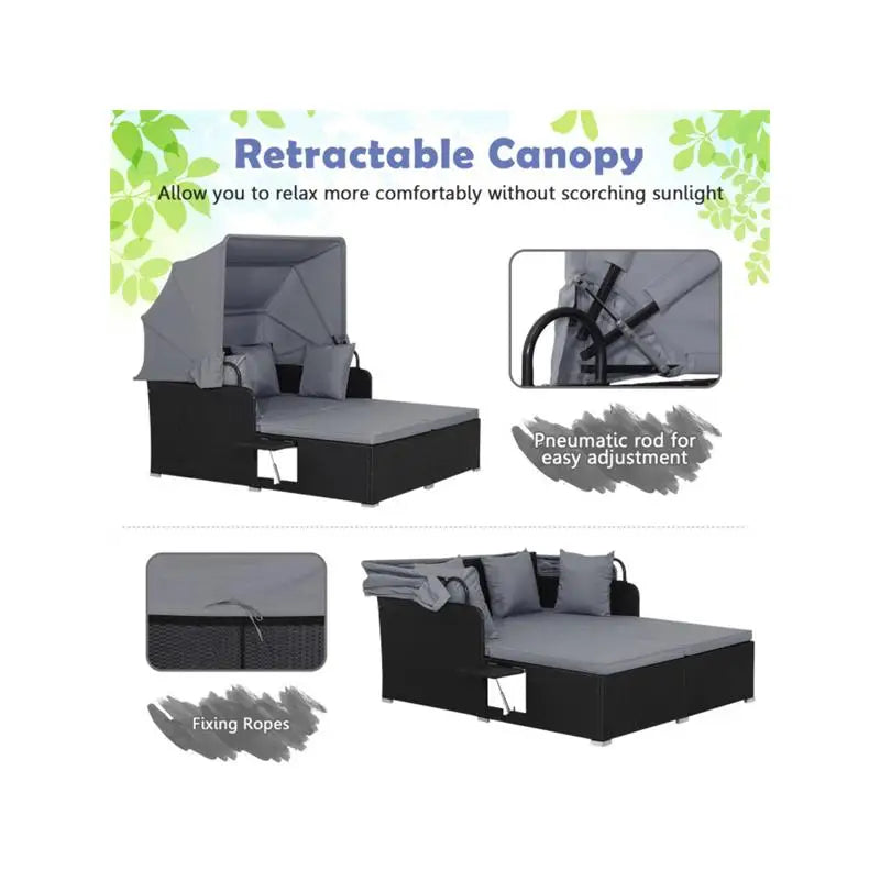 Gray Rattan Daybed Lounge