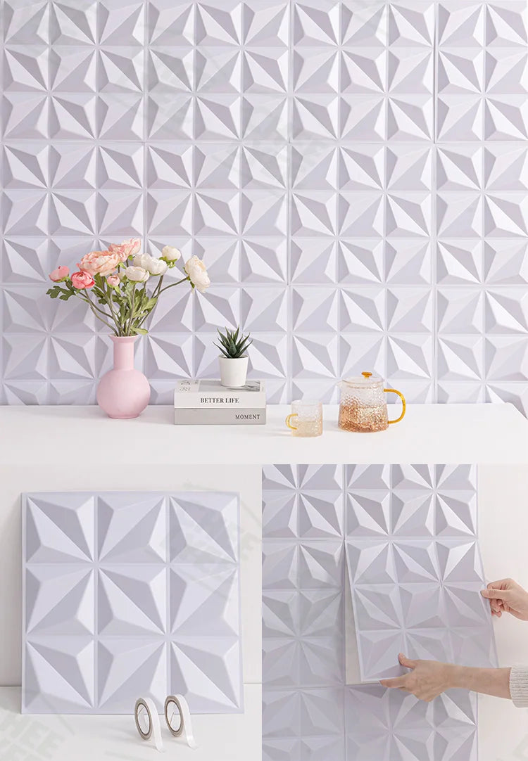 10 Pack Self Adhesive 3D Wall Panels