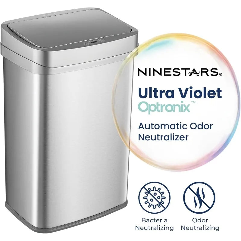 Motion Sensor, Trash Can, Stainless Steel