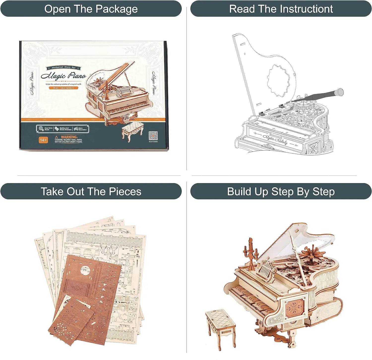Piano 3D Puzzles Wooden Music Model Building Kit