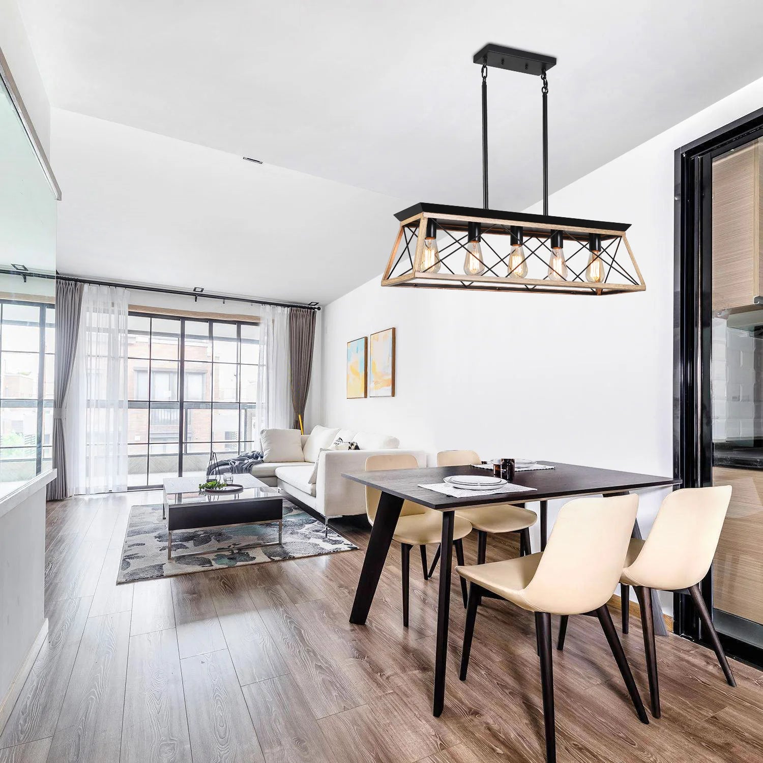 Farm House Chandelier Dining Room Rustic Kitchen