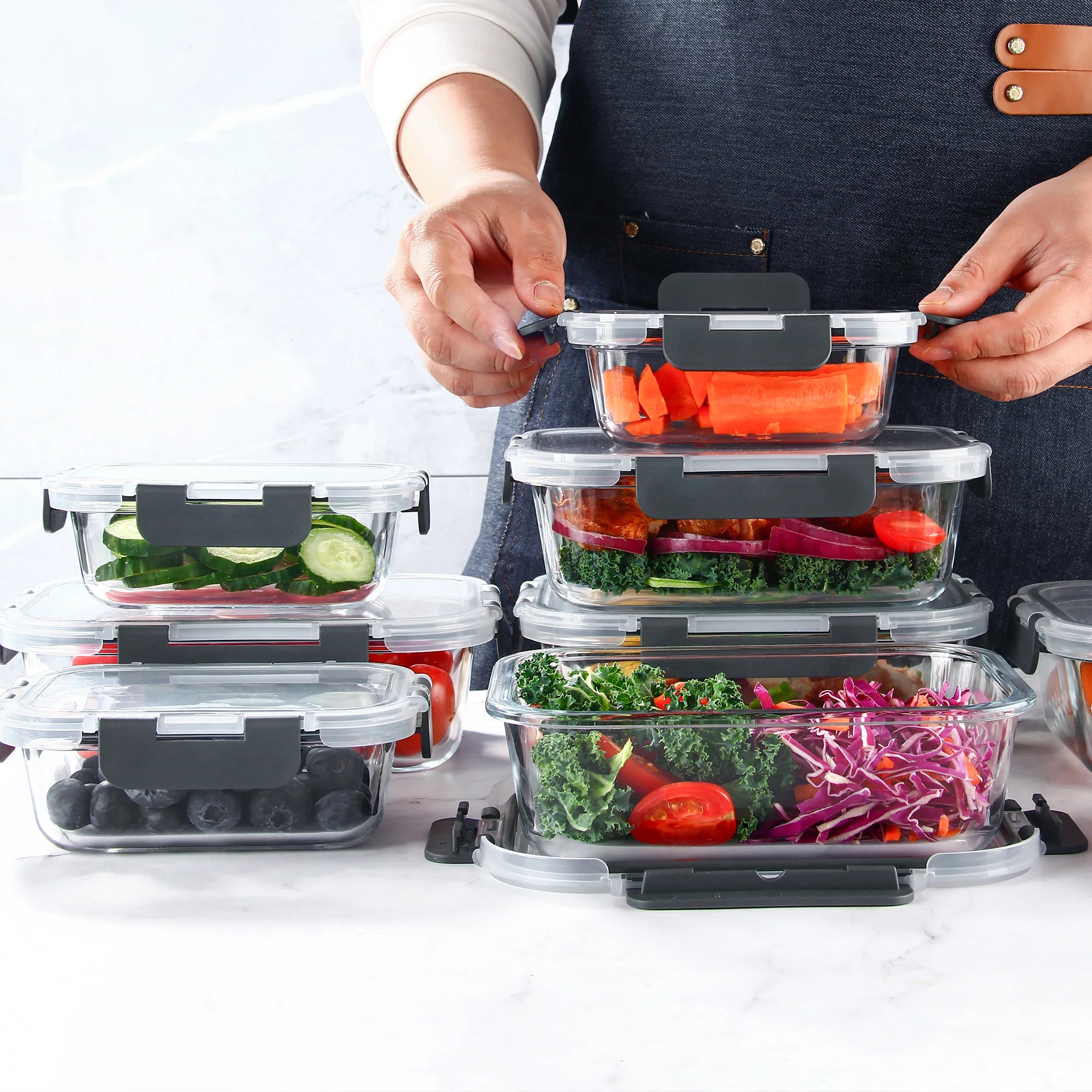 8-Piece Glass Foods Containers