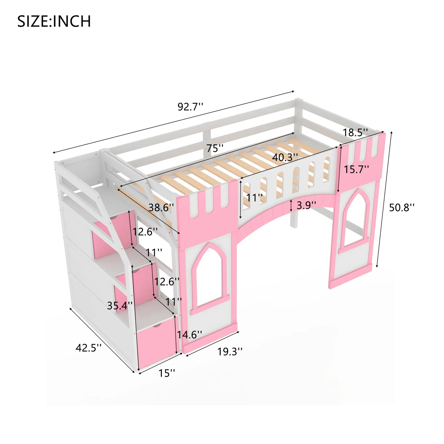 Twin Size Loft Bed with Storage