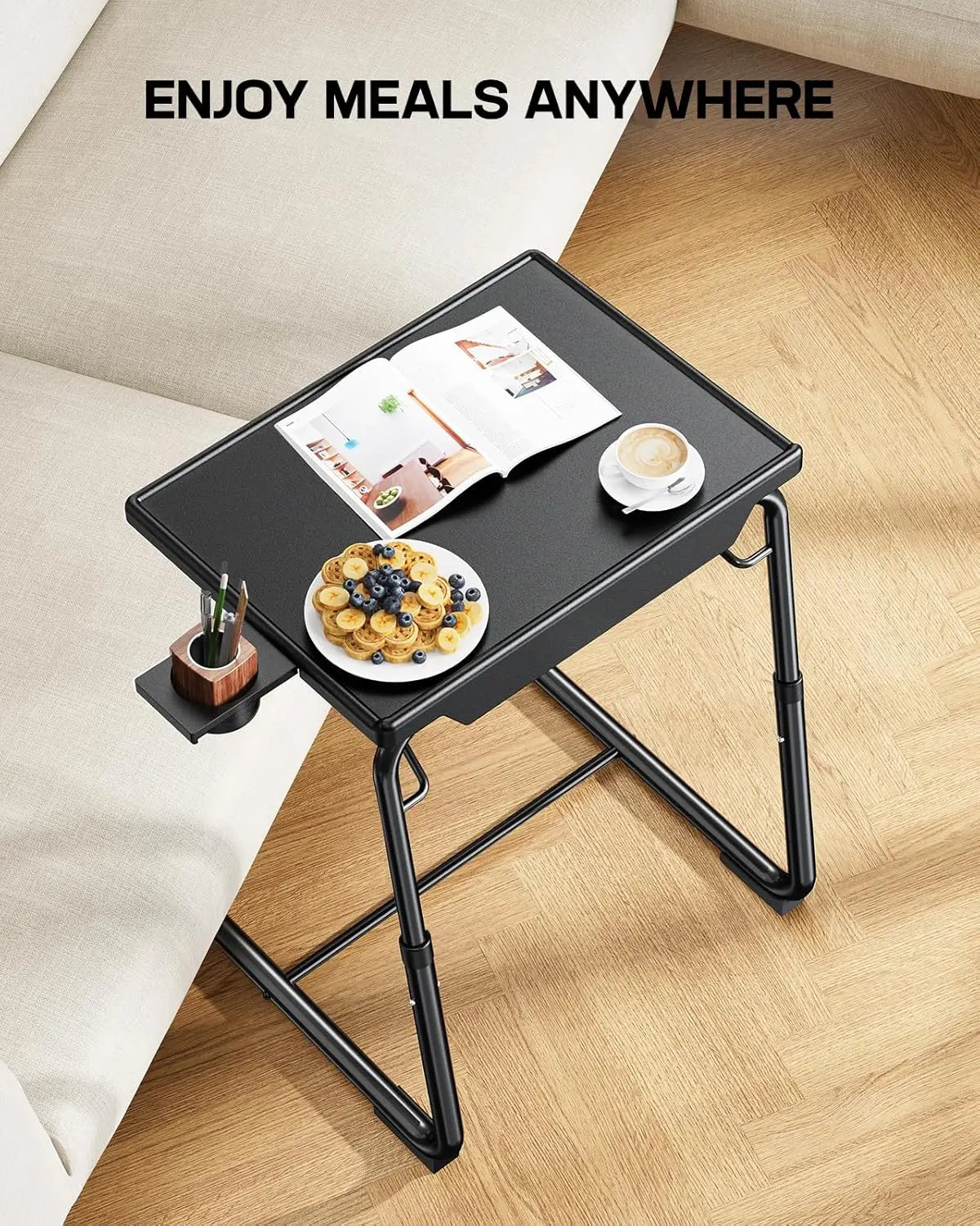 TV Tray Table with Cup Holder for Living Room and Home Use