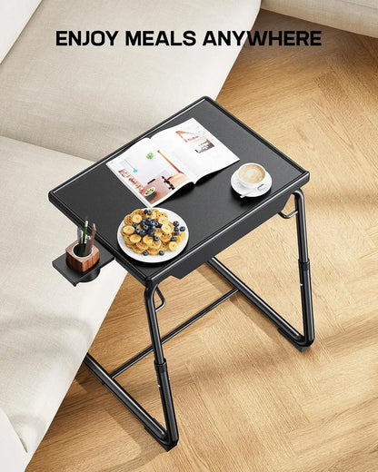 TV Tray Table with Cup Holder for Living Room and Home Use