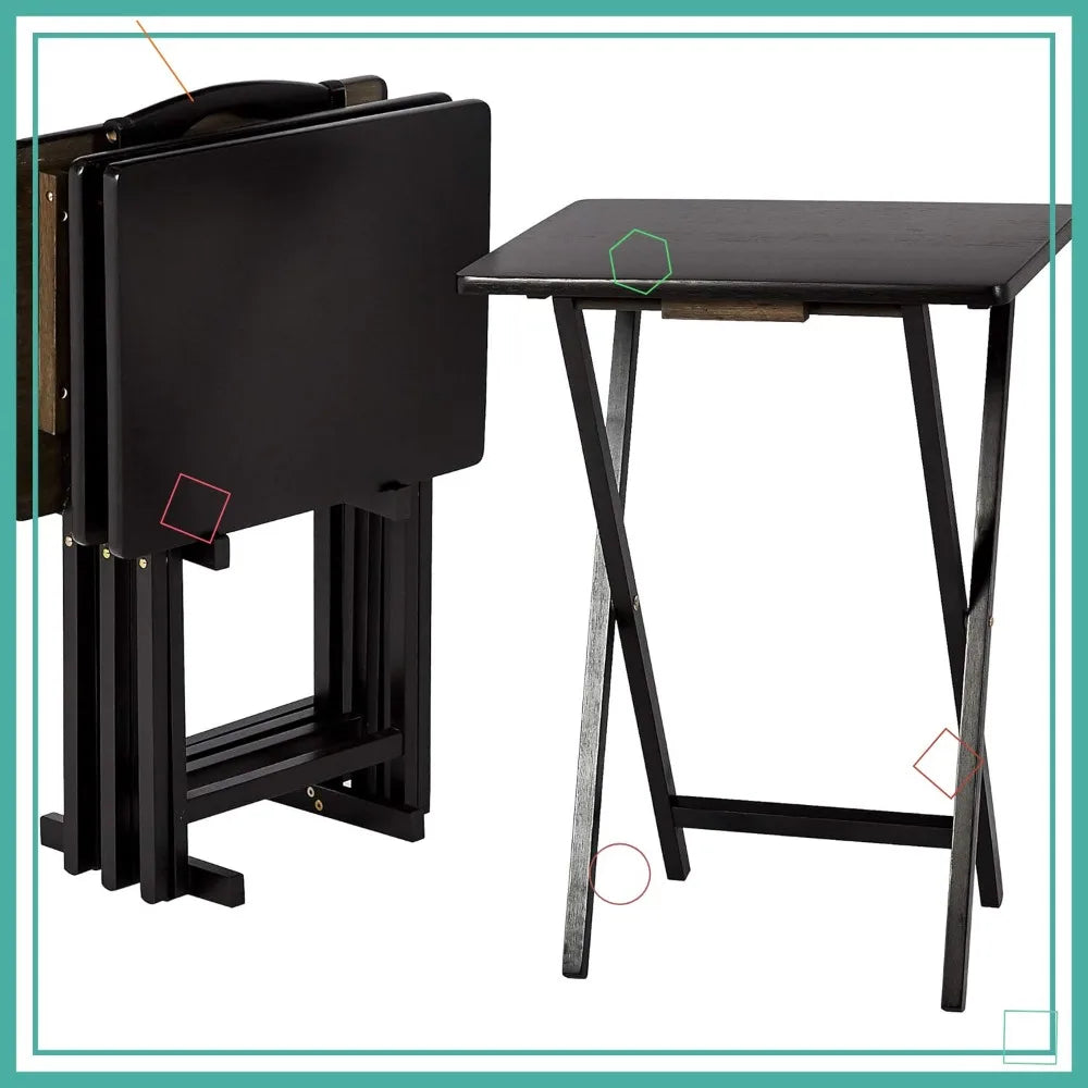 Folding Tray Table Set for Living Room and Home Use