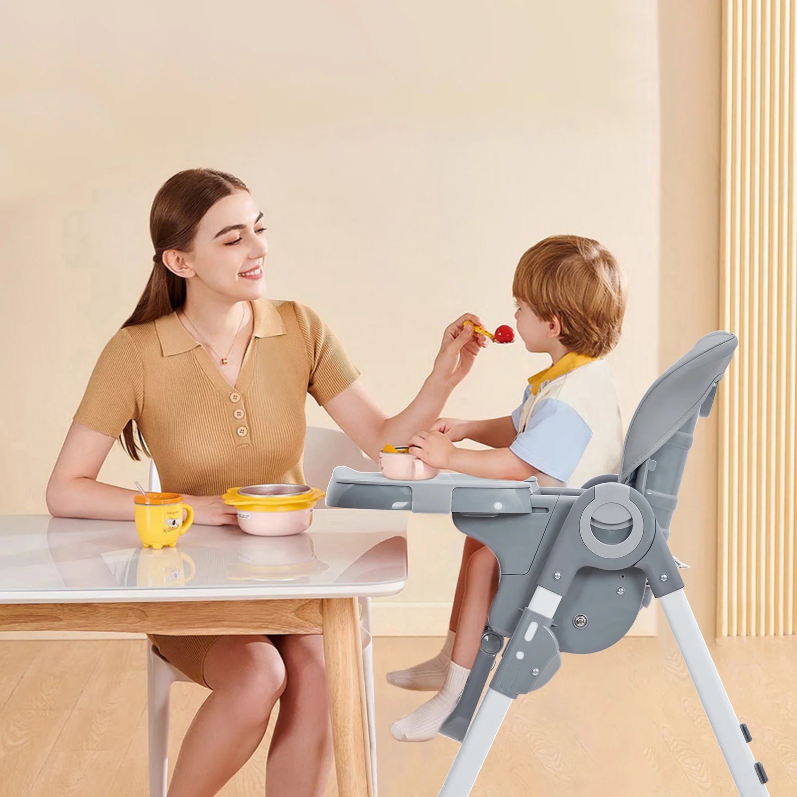 Adjustable Baby High Chair with Tray for Feeding Time