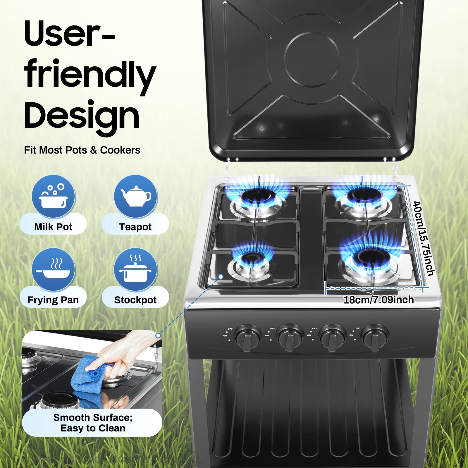 Natural Gas Stove with 4 Burners Efficient Home Cooking