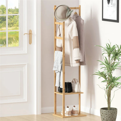 Entryway Corner Bamboo Clothing Rack