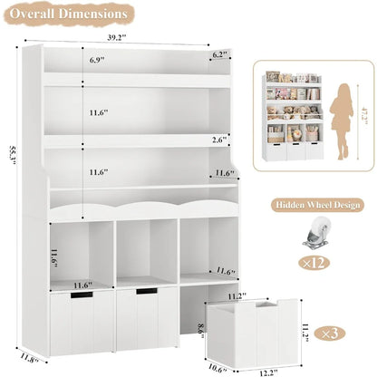 Kids Bookshelf Storage Organizer
