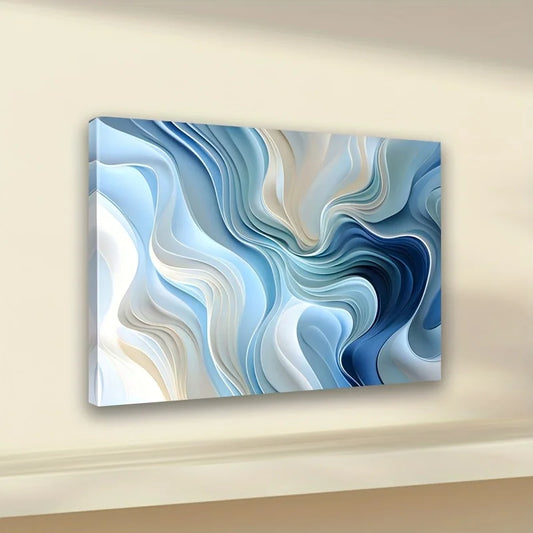 Blue Wave Framed Canvas Wall Art for Living Rooms
