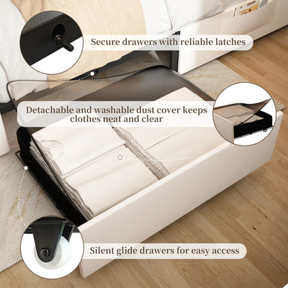 Queen Led Bed Frame with 2 Drawers