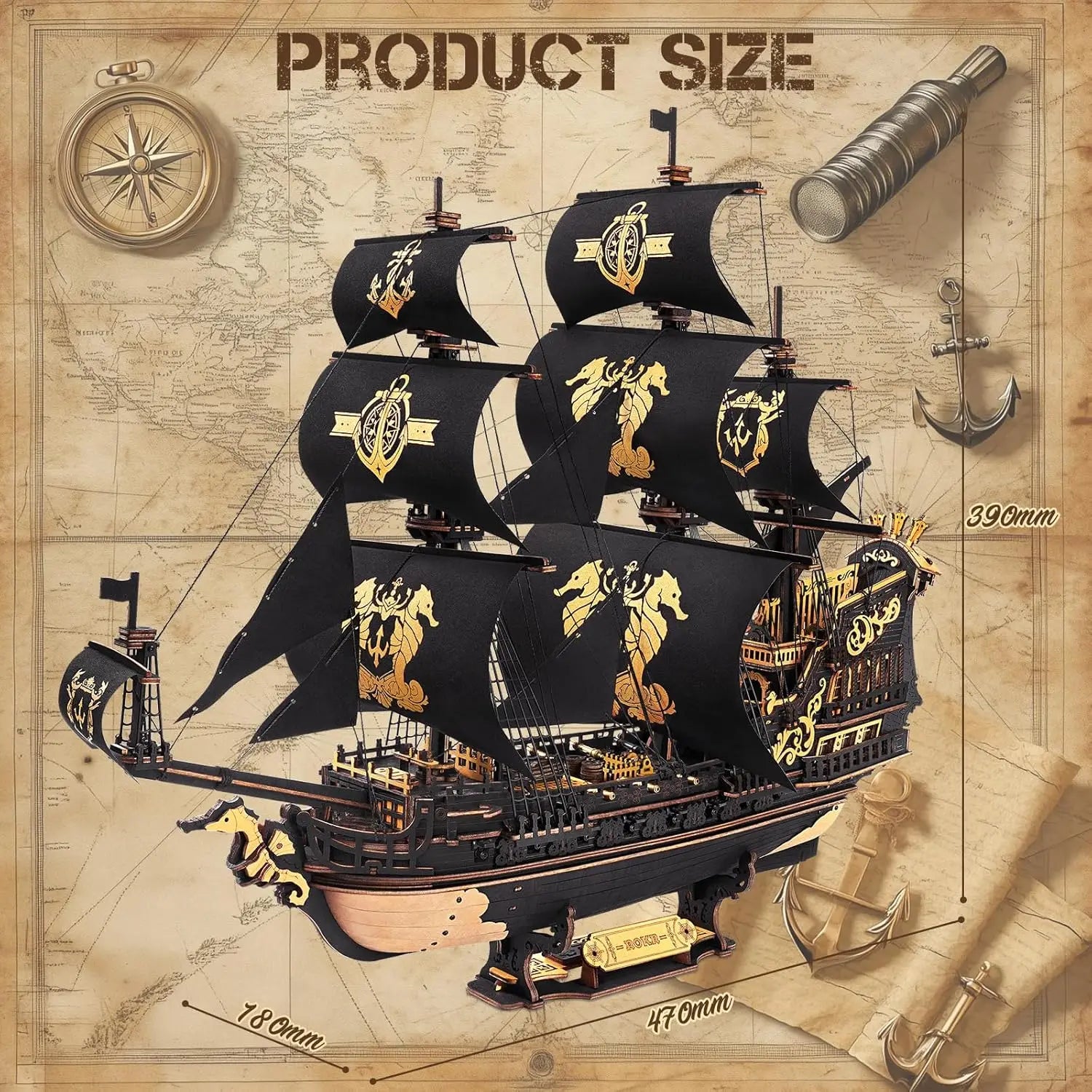 3D Wooden Ship Puzzle for Adults & Kids’ Crafts