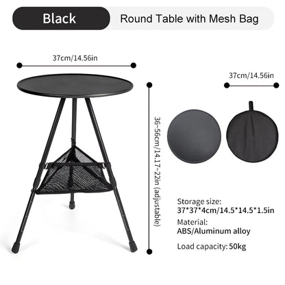 Outdoor Round Table and Mesh Bag Lightweight & Durable Design