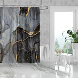 Shower Curtain Black Marble Pattern