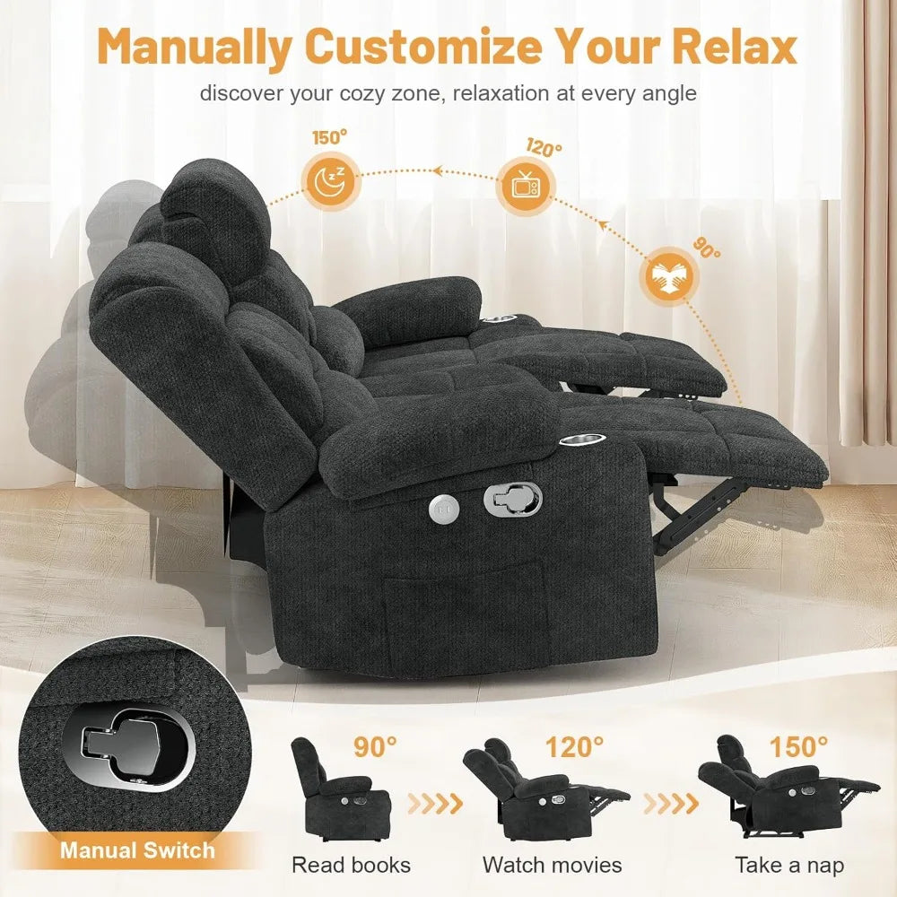 Modern 3 Seat Reclining Sofa for Living Rooms & Lounging