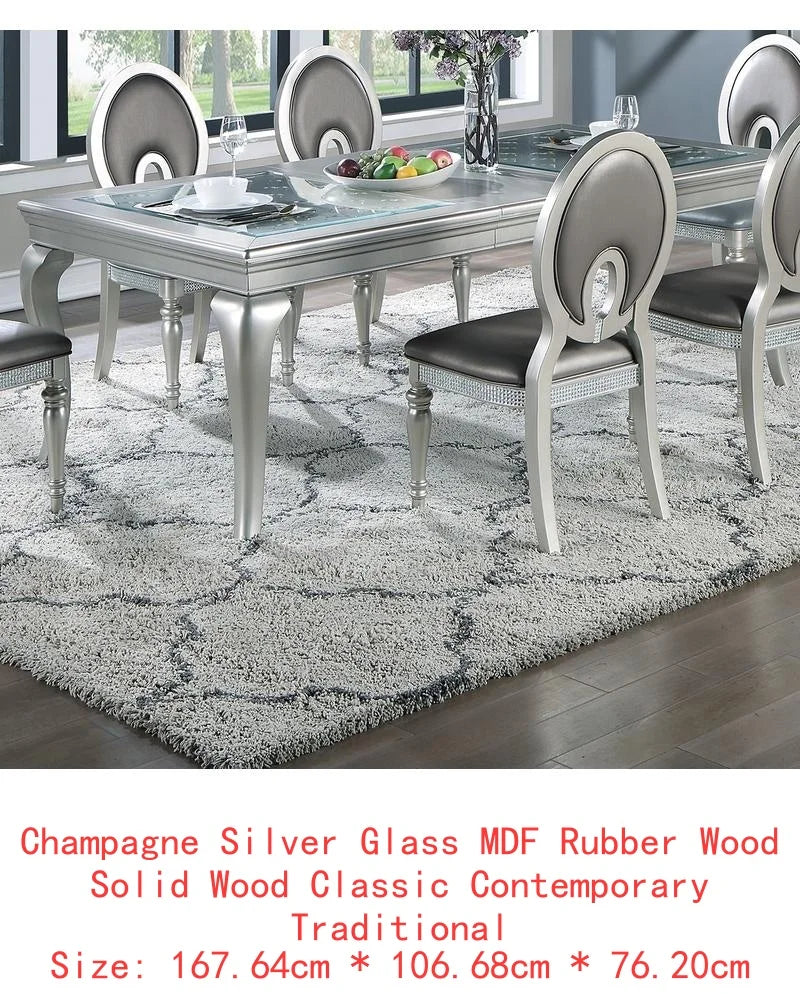 Glass Dining Table Set/Silver Hue