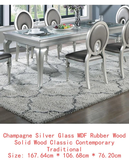 Glass Dining Table Set/Silver Hue