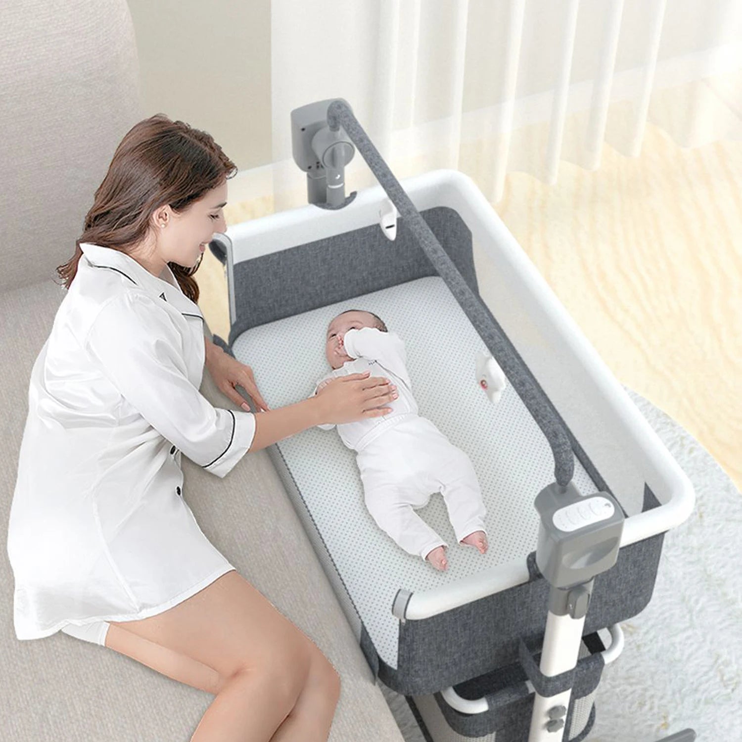 Rocking Baby Bassinet with Gentle Motion for Newborns