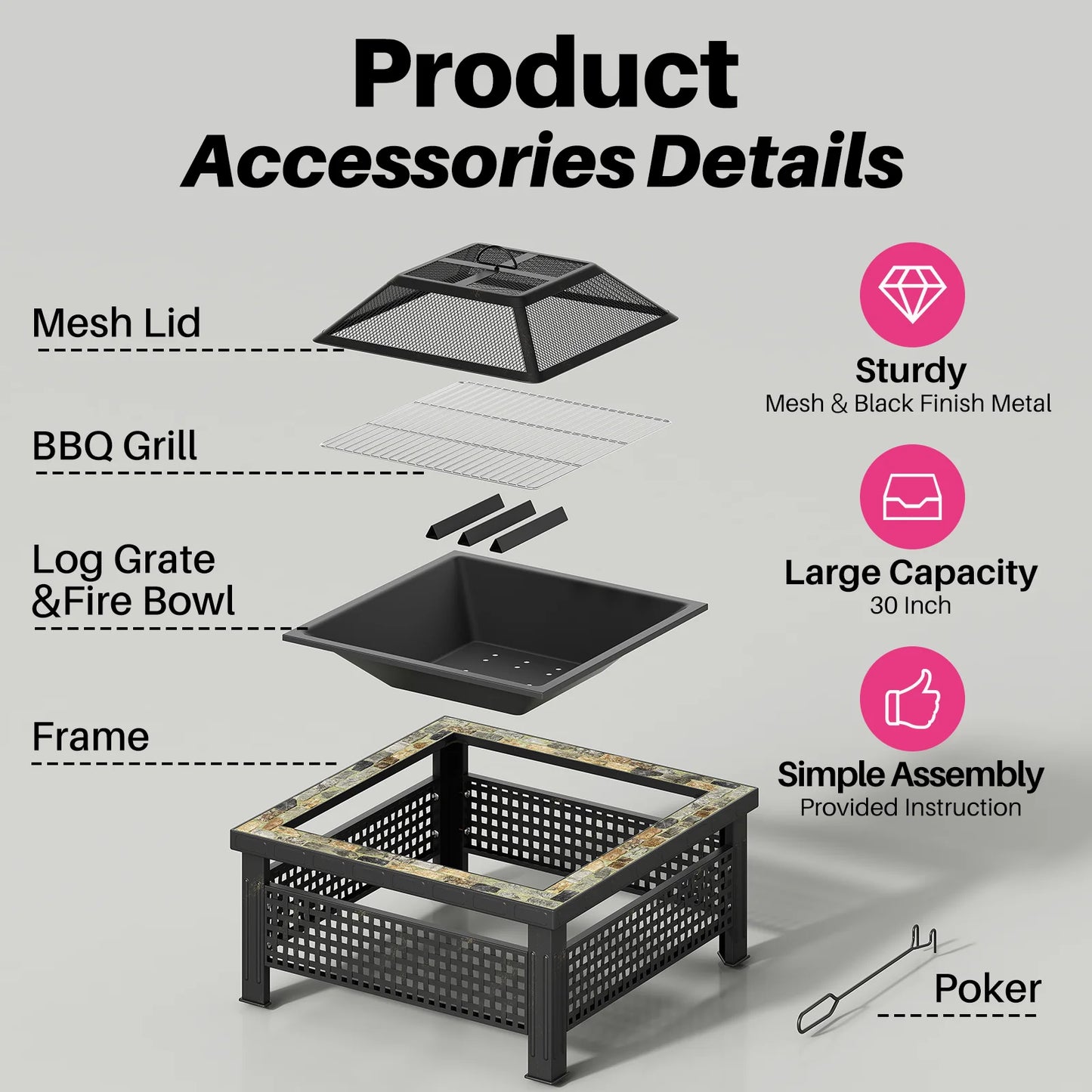 Square Outdoor Fireplace Table