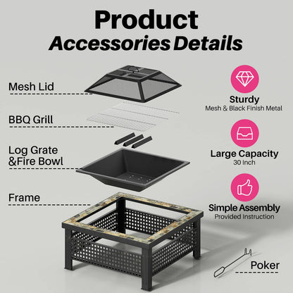 Square Outdoor Fireplace Table