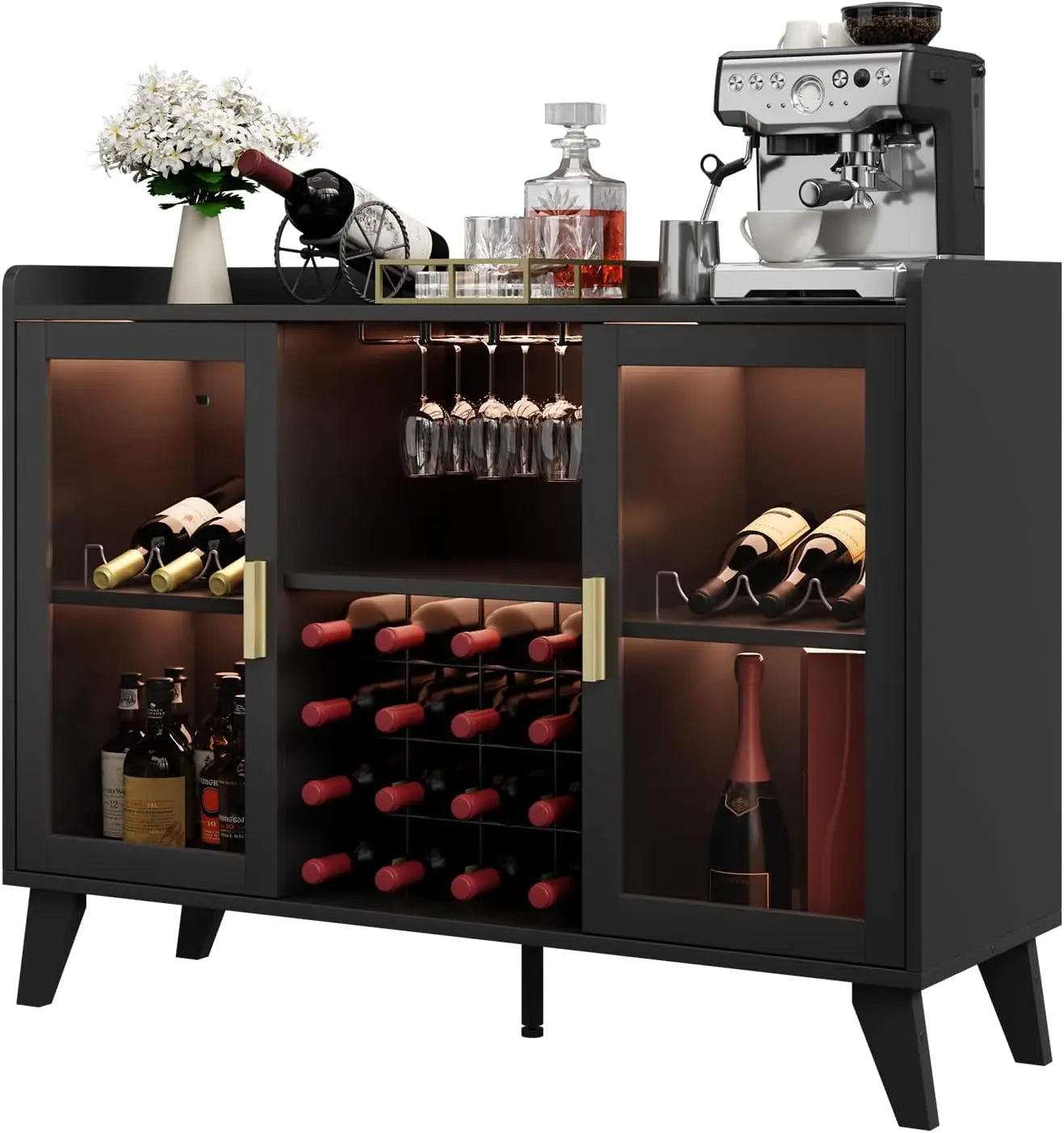 Wine Bar Cabinet with LED Lights