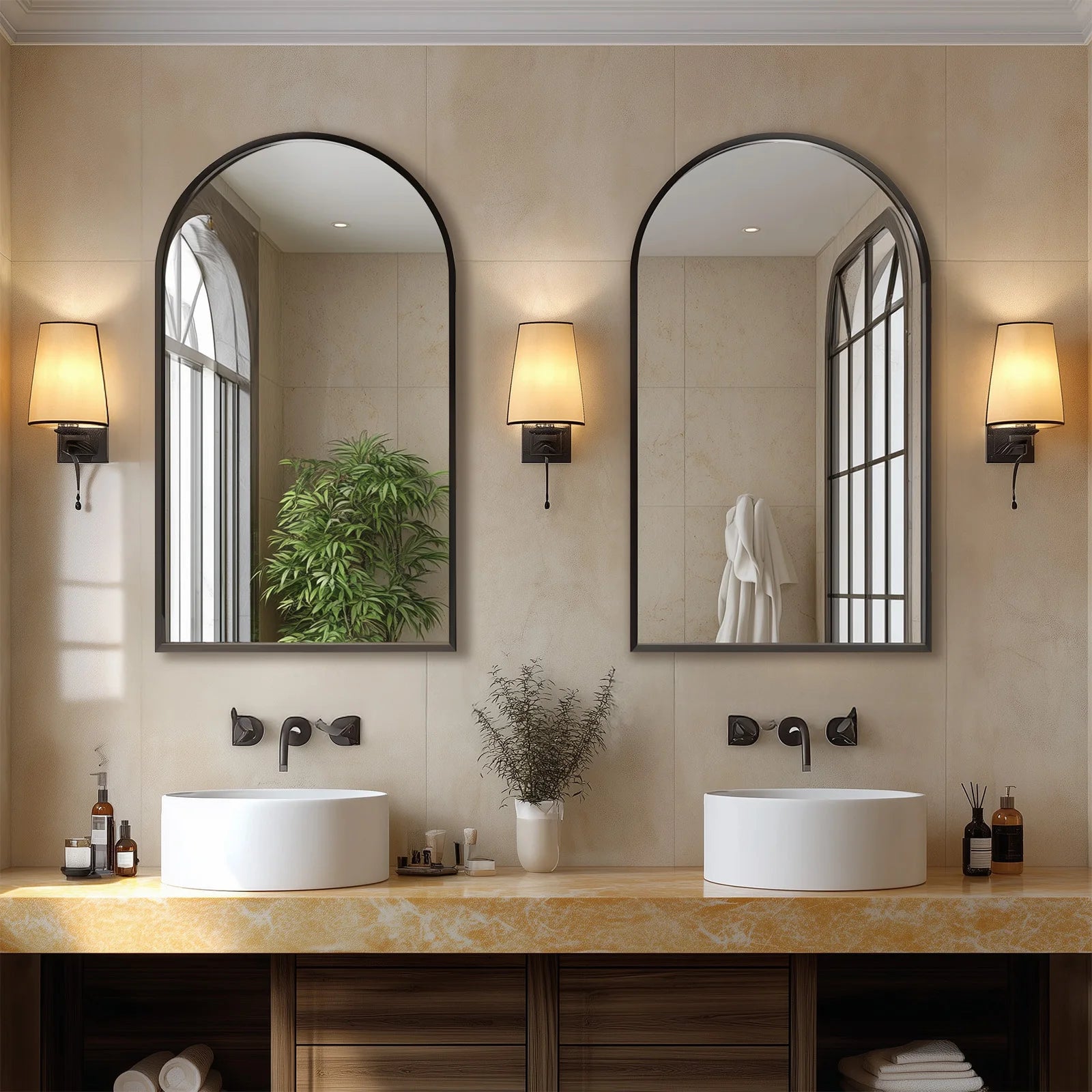 Arched Metal Framed Mirror