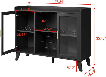Wine Bar Cabinet with LED Lights