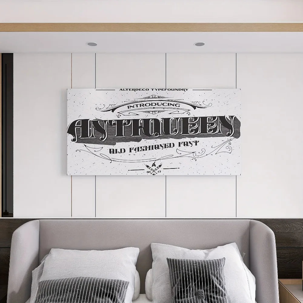Vintage Antiqueen Typeface Art