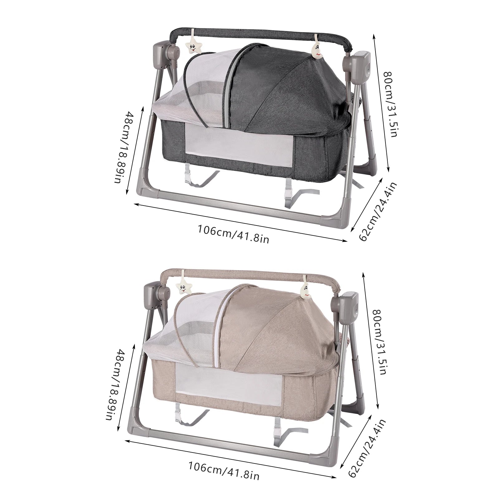 Gray Khaki Electric Baby Swing