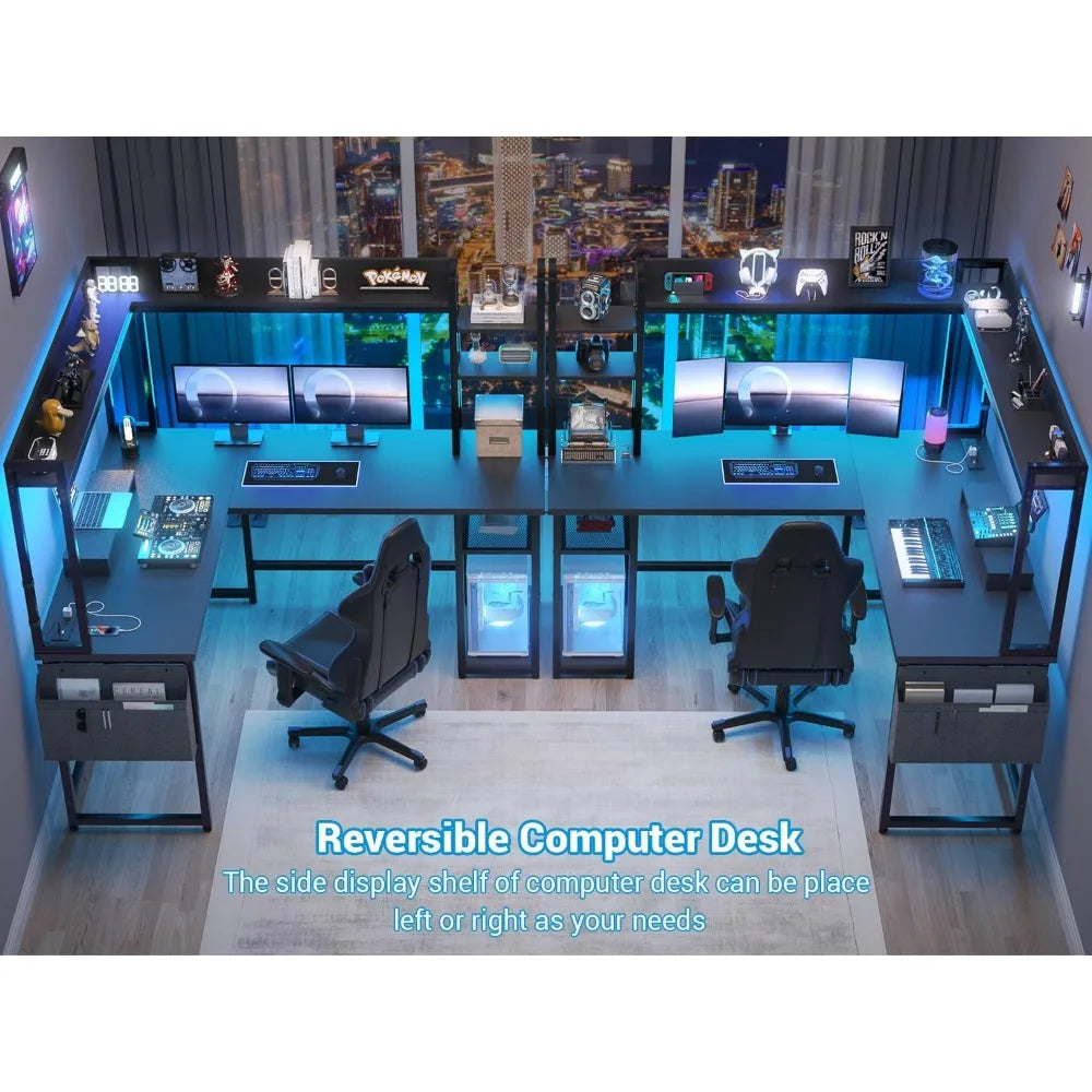Reversible L-Shaped Gaming Desk