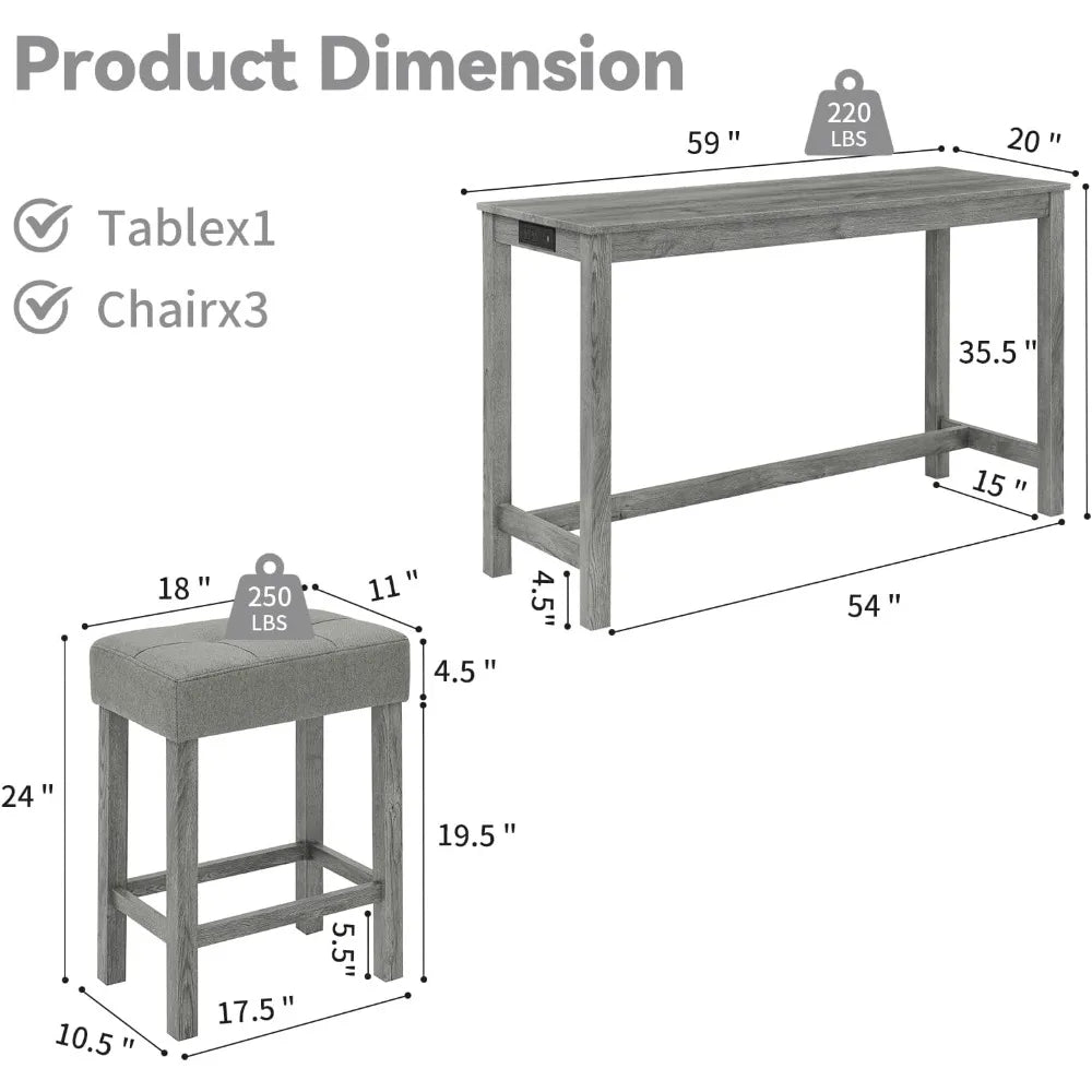 59" 4 Piece Bar Table Set