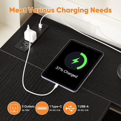 L Shaped Desk with Shelf & Drawers Stylish Home Office Desk