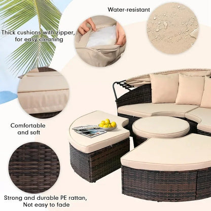 Patio Daybed with Retractable Canopy