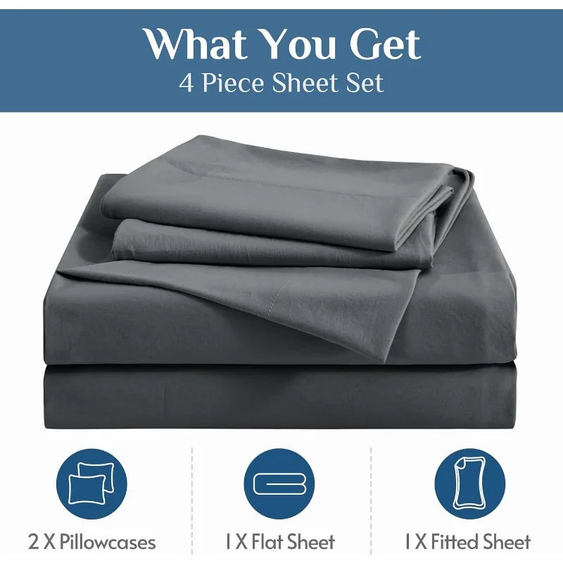 Dark Grey Queen Sheets Set