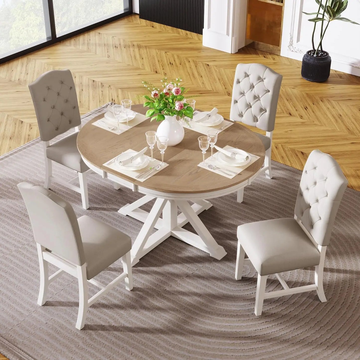 Extendable Dining Table Set for 4, 5