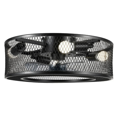 Caged Ceiling Fan with Integrated Light Fixture
