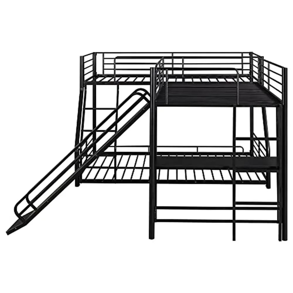 Metal L-Shaped Triple Bunk Bed