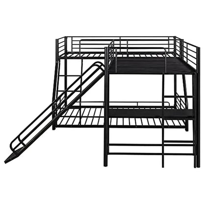 Metal L-Shaped Triple Bunk Bed