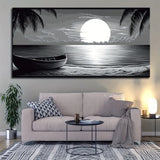 Black & White Art Sunset Seascape